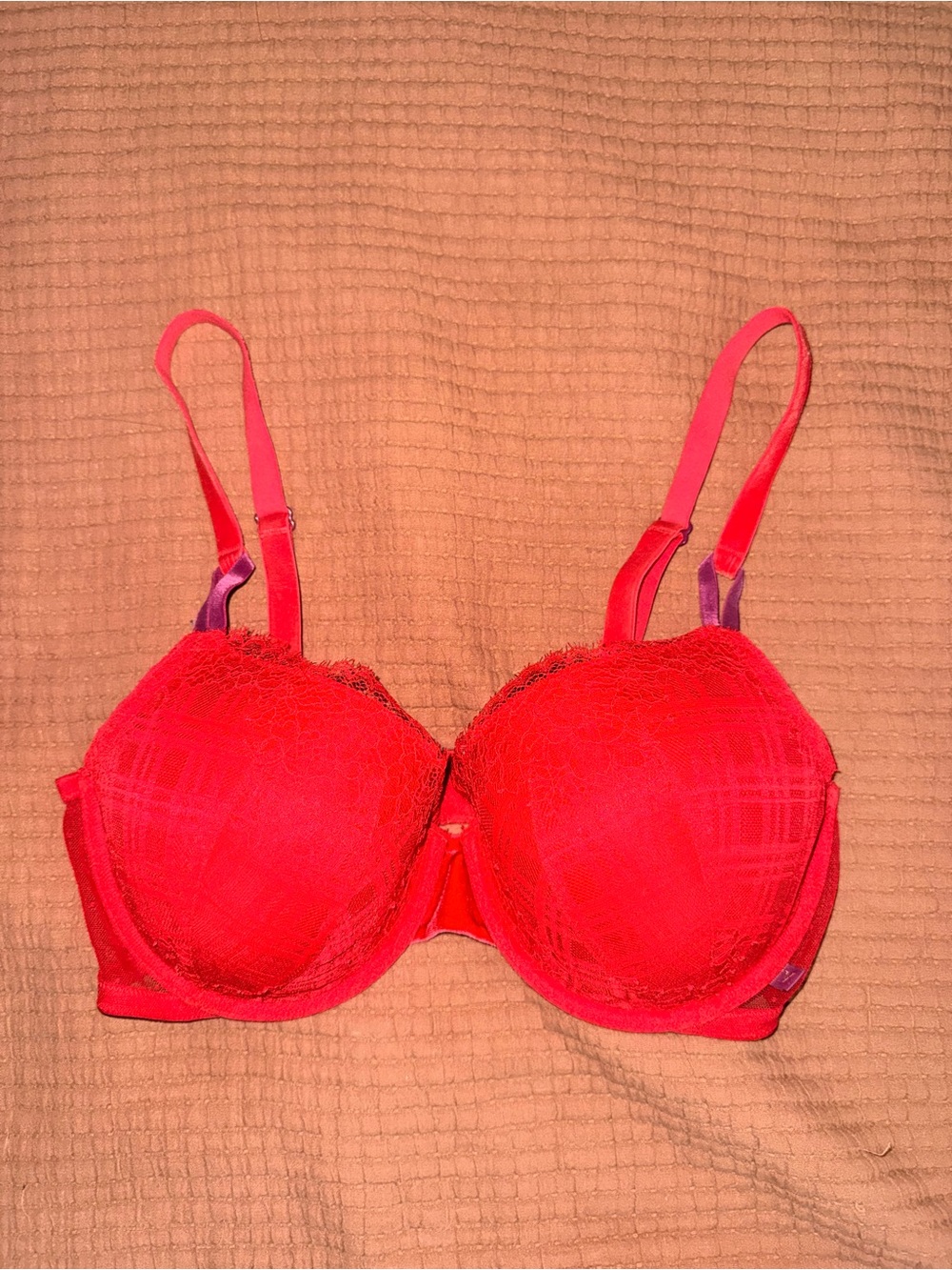 Victoria's Secret Red Lace Push-Up Bra with Adjustable Straps